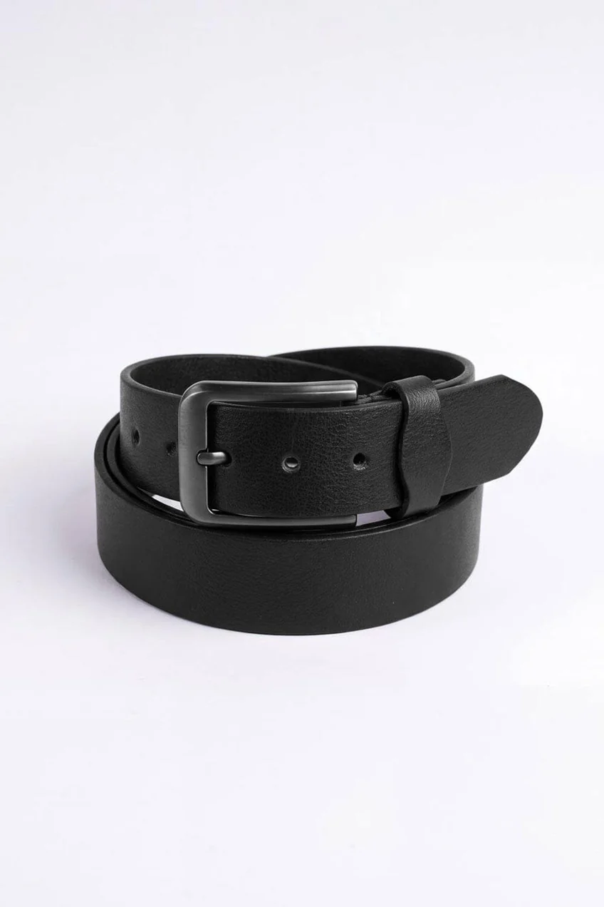 Lw Men's Gunmetal Leather Belt