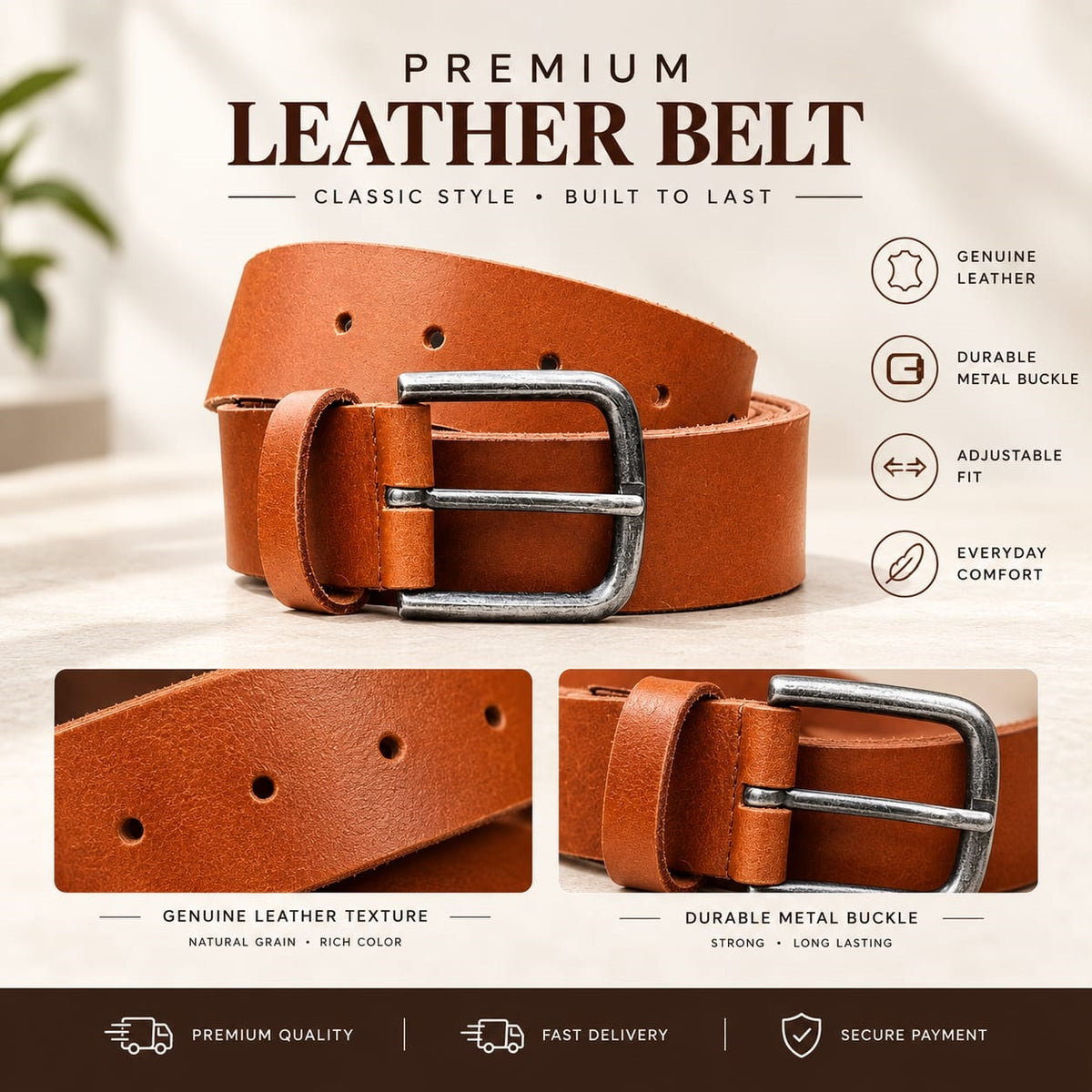 Lw Men's Casual Leather Belt